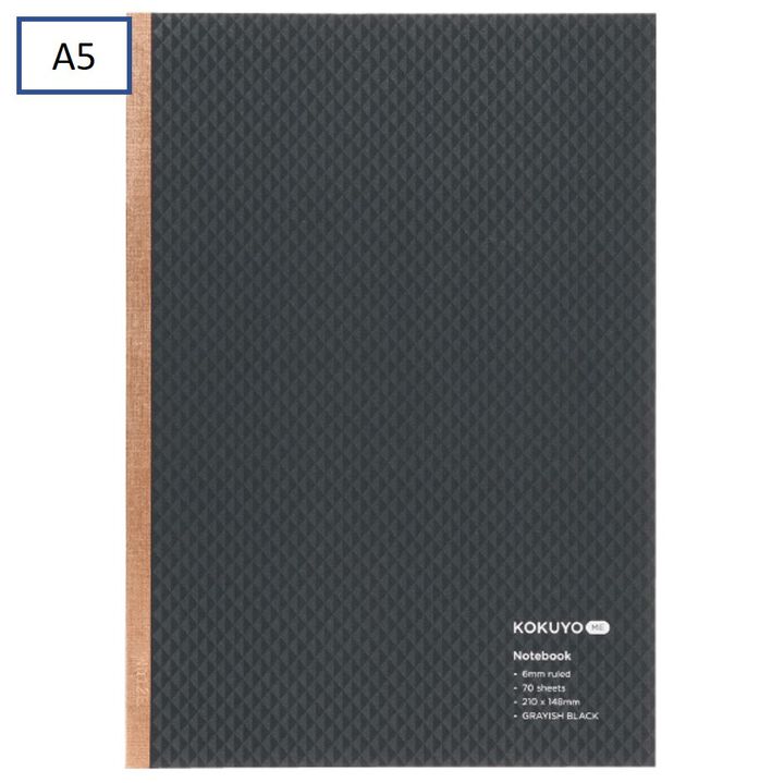 KOKUYO ME Notebook 70 Sheets 6mm rule A5 Black,Black, medium
