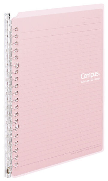 Campus Smart ring PP Cover 20 Hole Binder notebook A5 Light Pink,Light Pink, small image number 1