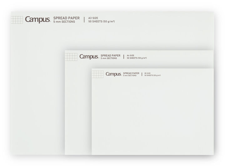 Campus Report pad A3 White 5mm grid rule 50 sheets,Transparent, medium
