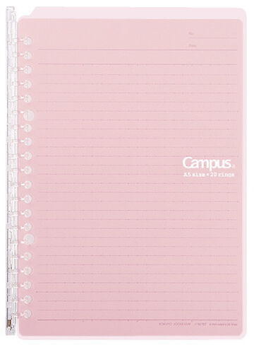 Campus Smart ring PP Cover 20 Hole Binder notebook A5 Light Pink,Light Pink, small image number 0