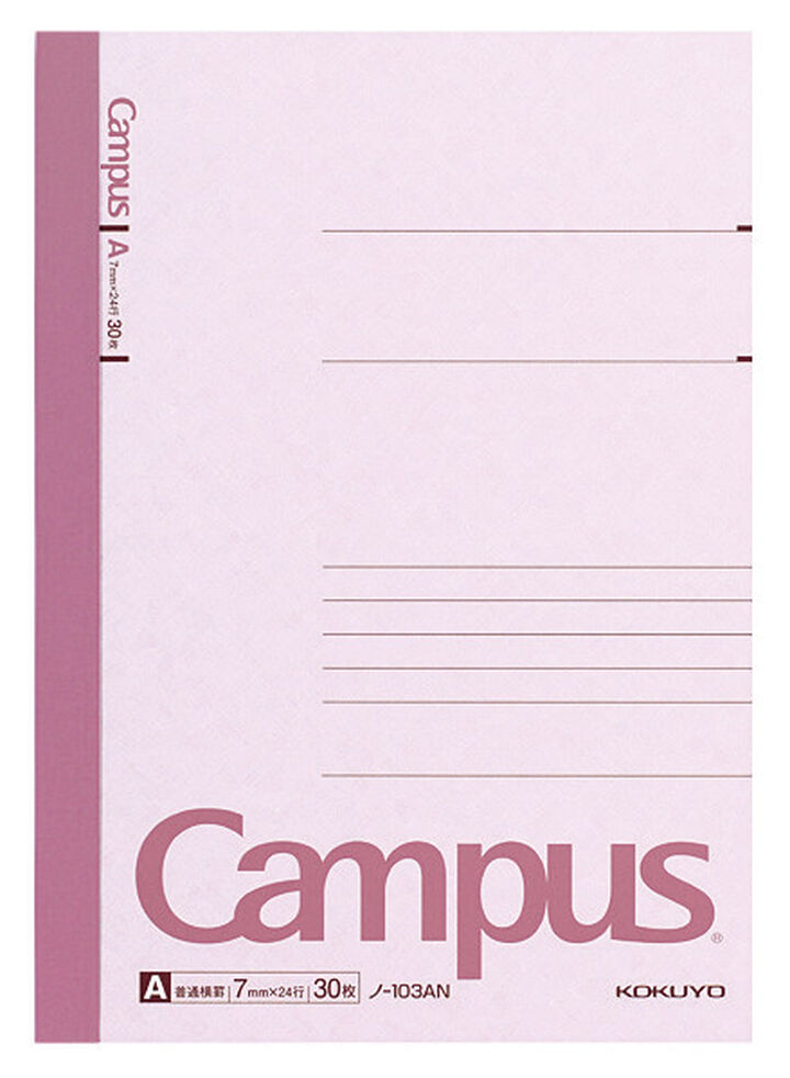 Campus Notebook A5 30 Sheets 7mm horizontal rule,Pink, medium