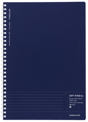 Soft Ring notebook Biz B5 40 Sheets 6mm horizontal rule with Dot,Dark Blue, small image number 0