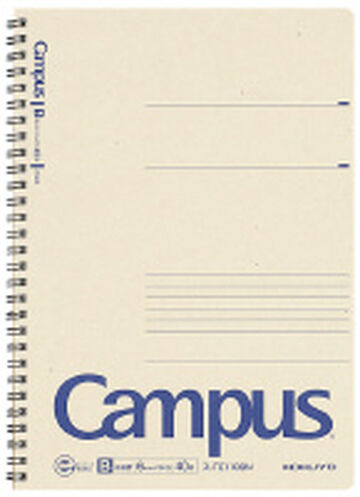 Campus Twin Ring Notebook Recycled Paper B5 6mm rule 40 Sheets,Navy, small image number 0