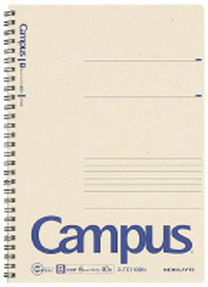 Campus Twin Ring Notebook Recycled Paper B5 6mm rule 40 Sheets,Navy, medium
