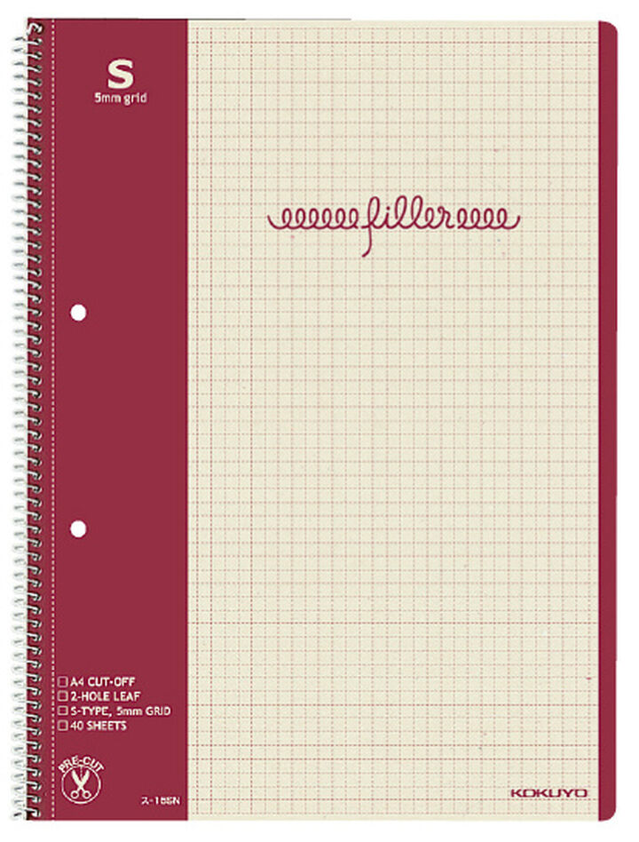 Filler Notebook A4 5mm grid rule,Red, medium image number 0