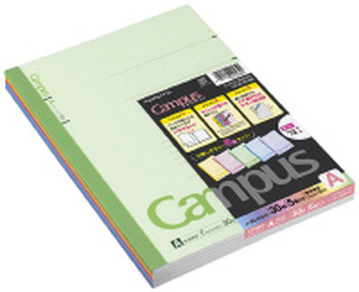 Campus notebook Notebook B5 Pink / Blue / Yellow / Green / Purple 7mm rule 30 Sheets,clear, medium