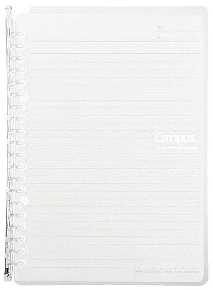 Campus Smart ring PP Cover 20 Hole Binder notebook A5 Transparent,Transparent, medium