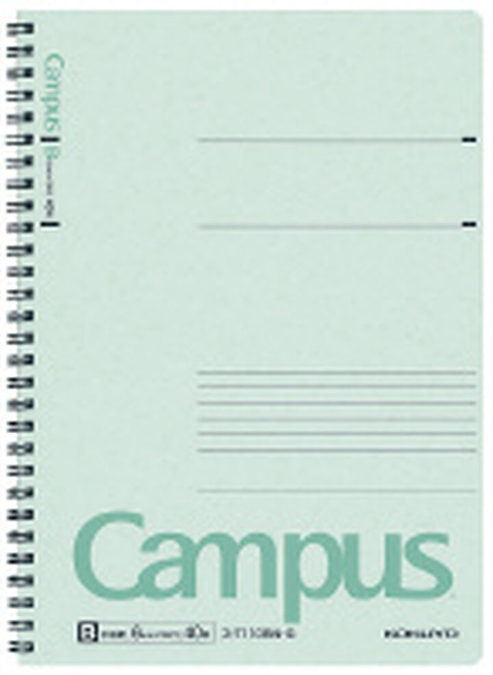 Campus Twin Ring Notebook B5 6mm rule 40 Sheets Green,Green, medium