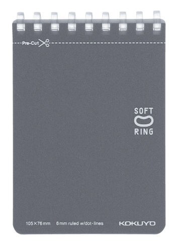 Soft Ring memo notebook Colorful A7 50 Sheets Dark Glay,Dark Gray, small image number 0