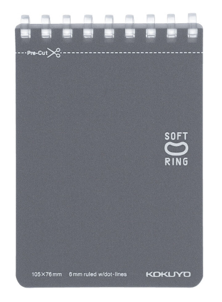 Soft Ring memo notebook Colorful A7 50 Sheets Dark Glay,Dark Gray, medium image number 0