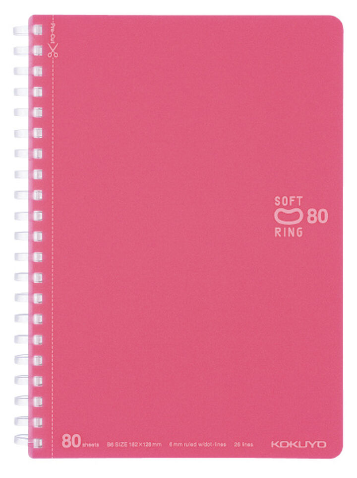 Soft Ring notebook Colorful B6 80 Sheets Light pink,Light Pink, medium image number 0