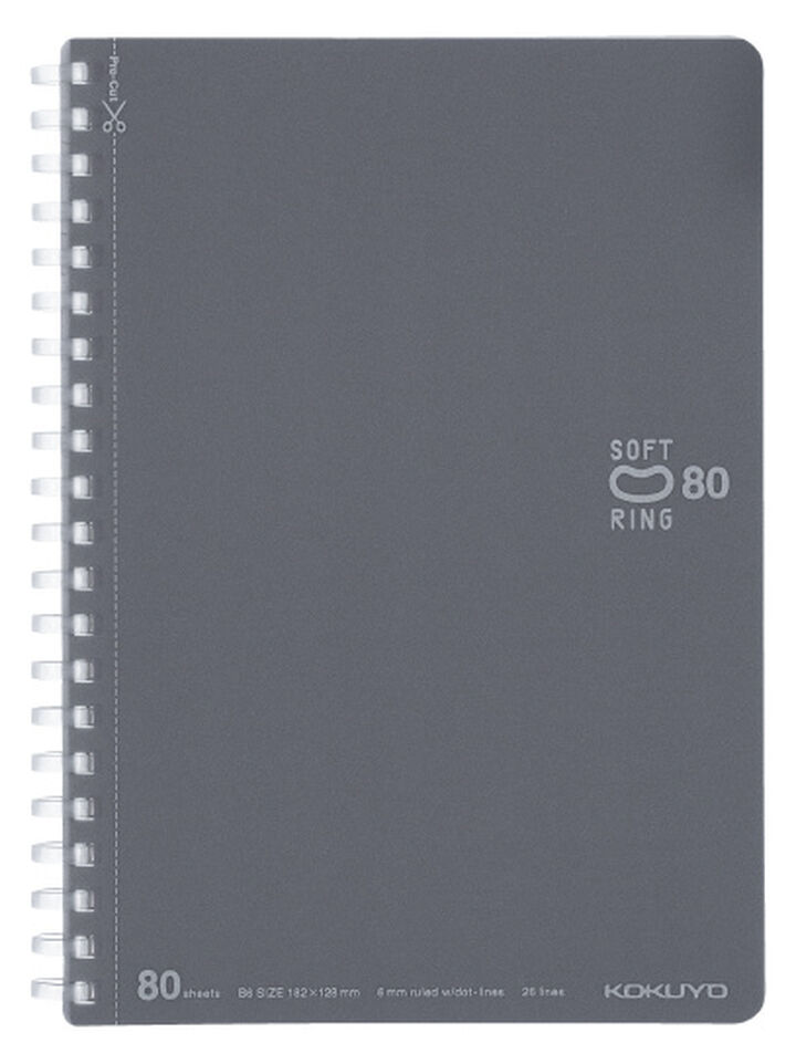 Soft Ring notebook Colorful B6 80 Sheets Dark Glay,Dark Gray, medium
