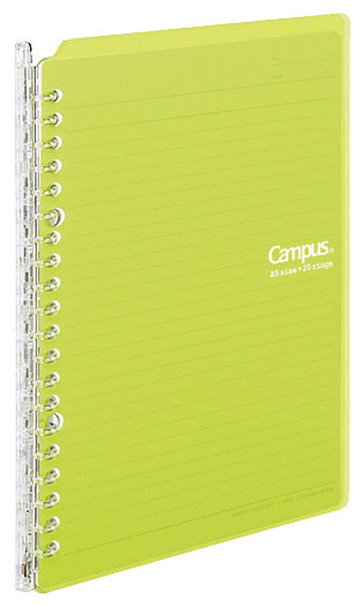 Campus Smart ring PP Cover 20 Hole Binder notebook A5 Lime Green,Lime Green, medium