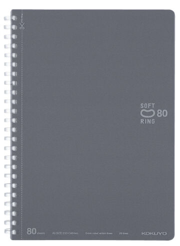 Soft Ring notebook Colorful A5 80 Sheets Dark Glay,Dark Gray, small image number 0