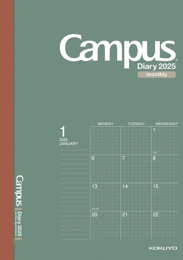 Campus Diary Monthly Type A5 Size Grid line Green,Green, small image number 0