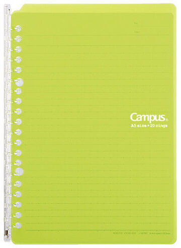 Campus Smart ring PP Cover 20 Hole Binder notebook A5 Lime Green,Lime Green, small image number 0