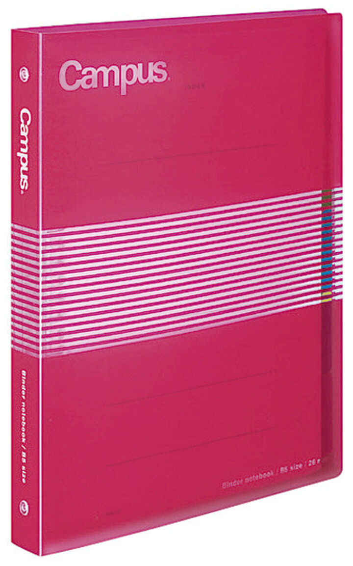 Campus Slide PP Cover 26 Hole Binder notebook B5 Pink,Pink, medium image number 0