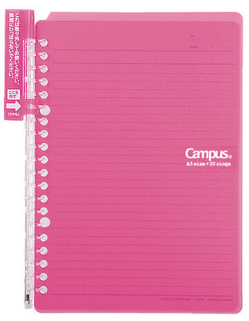 Campus Smart ring PP Cover 20 Hole Binder notebook A5 Vivit Pink,Vivit Pink, small image number 4