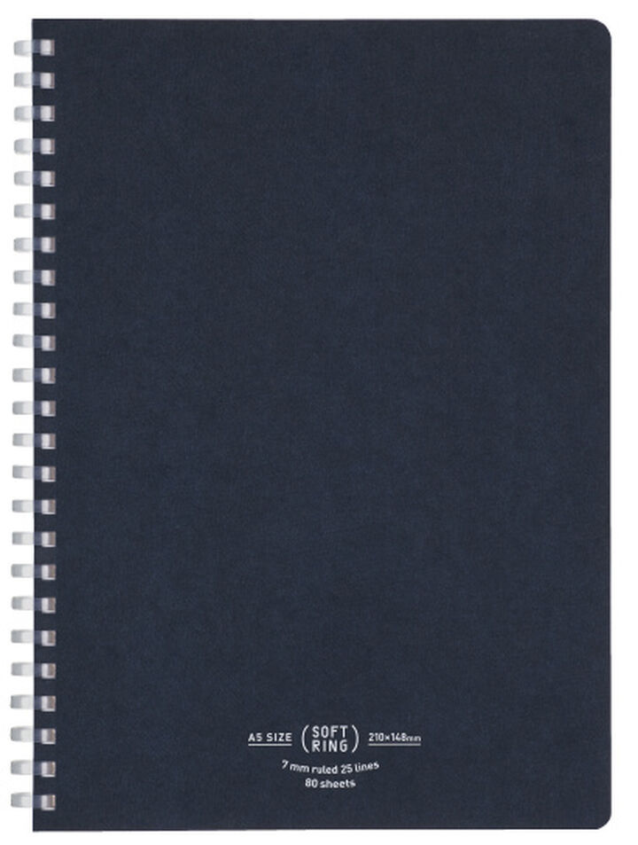 Soft Ring notebook Natural A5 80 Sheets Navy,Navy, medium