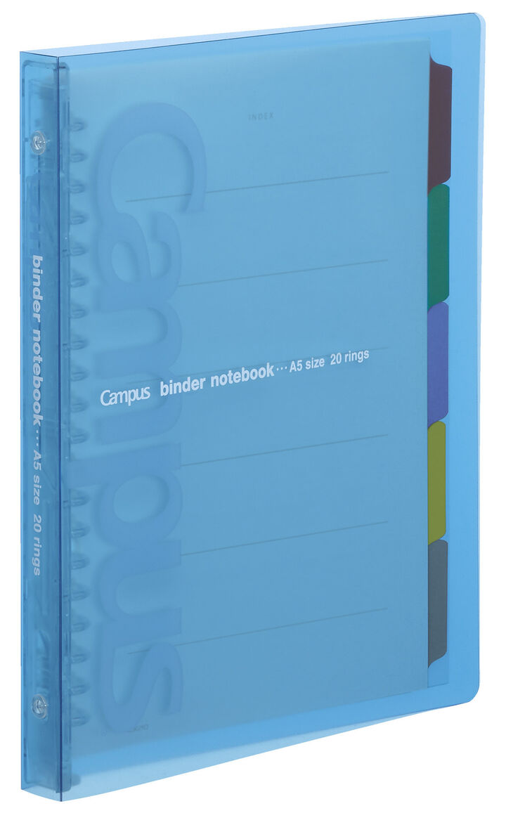 Campus Slide Slim PP Cover 20 Hole Binder notebook A5 Blue,Blue, medium