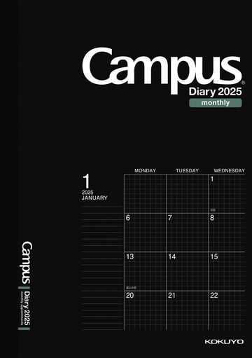 Campus Diary Monthly Type A5 Size Grid line Black,Black, small image number 0