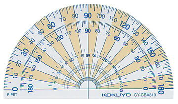 MANABISTO Protractor Made of recycled PET resin 90×50mm semicircular protractor 90 x 50 mm,clear, small image number 0