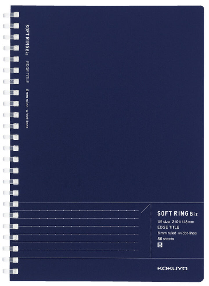 Soft Ring notebook Biz A5 50 Sheets 6mm horizontal rule with Dot,Dark Blue, medium image number 0