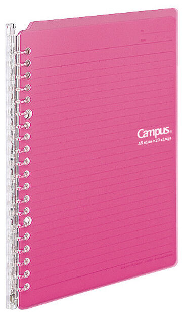 Campus Smart ring PP Cover 20 Hole Binder notebook A5 Vivit Pink,Vivit Pink, small image number 1