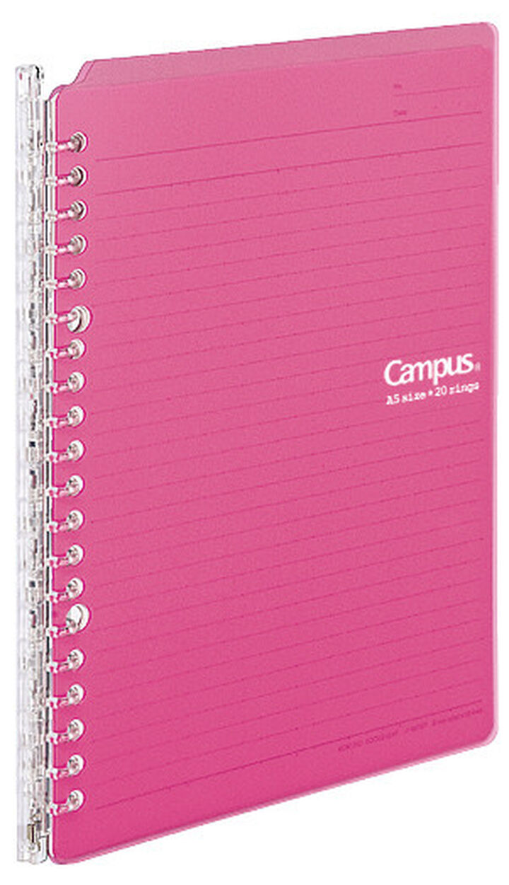 Campus Smart ring PP Cover 20 Hole Binder notebook A5 Vivit Pink,Vivit Pink, medium image number 1