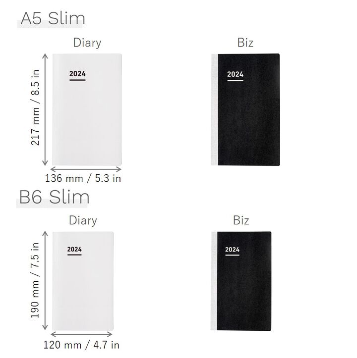 Jibun Techo Diary mini 2024 B6 Slim Refill,White, medium image number 1