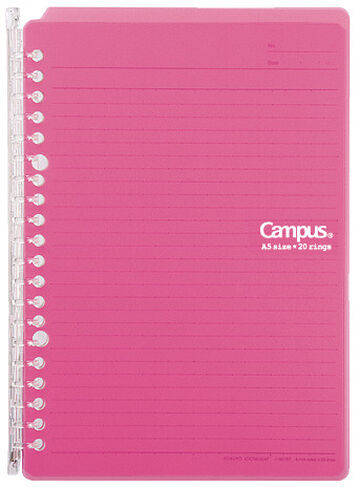 Campus Smart ring PP Cover 20 Hole Binder notebook A5 Vivit Pink,Vivit Pink, small image number 0