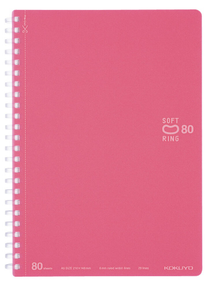 Soft Ring notebook Colorful A5 80 Sheets Light pink,Light Pink, medium
