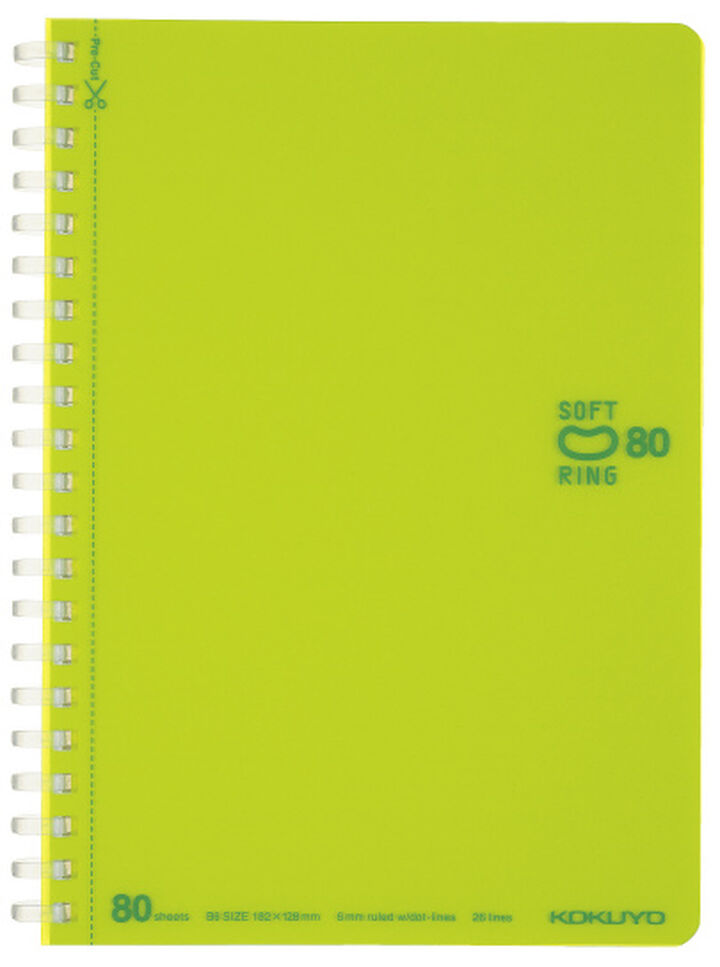 Soft Ring notebook Colorful B6 80 Sheets Light Green,Light green, medium