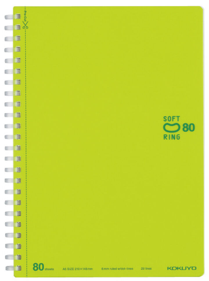 Soft Ring notebook Colorful A5 80 Sheets Light Green,Light green, medium image number 0