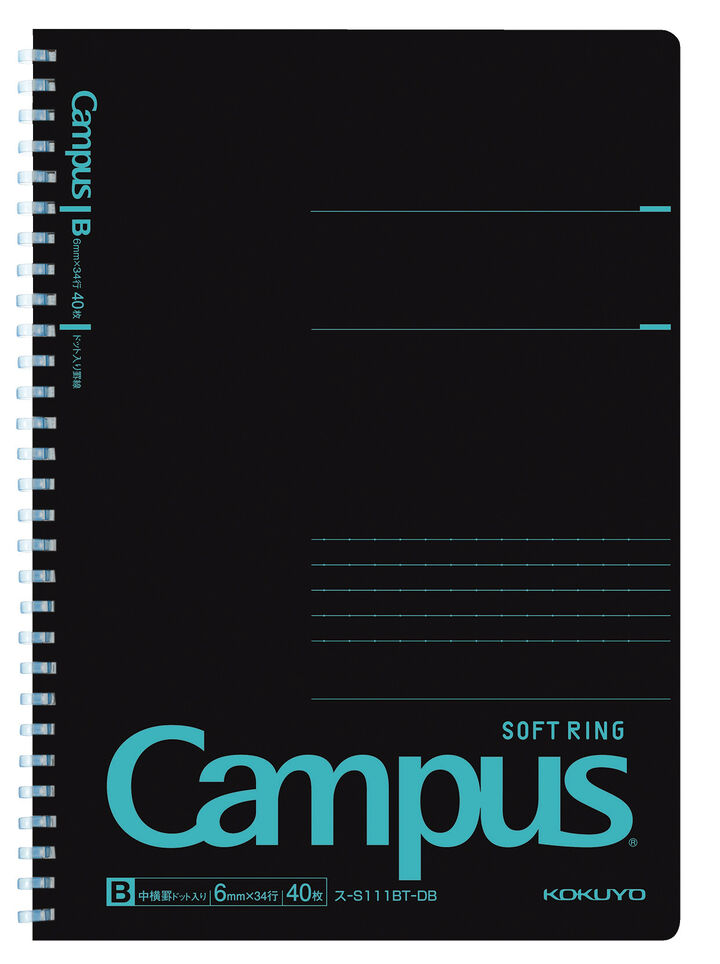 Campus Black color type Softring notebook B5 6mm dot rule 40 Sheets,, medium
