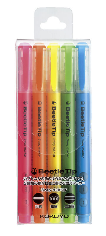 Beetle Tip 3 Way Marking Pen 5 color set,, small image number 0