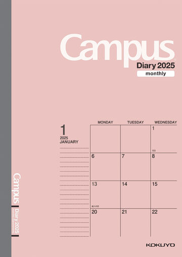 Campus Diary Monthly Type A5 Size Pink,Pink, small image number 0