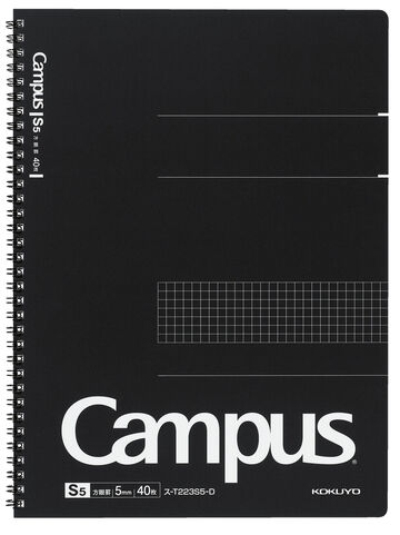 Campus Twin-ring notebook Cut-off A4 Black 5mm grid rule 40 sheets,Black, small image number 0