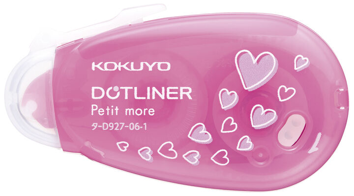 Dotliner Petit More Tape Glue Single-use type Strong adhesive Heart pattern 6mm x 10m Pink,, medium