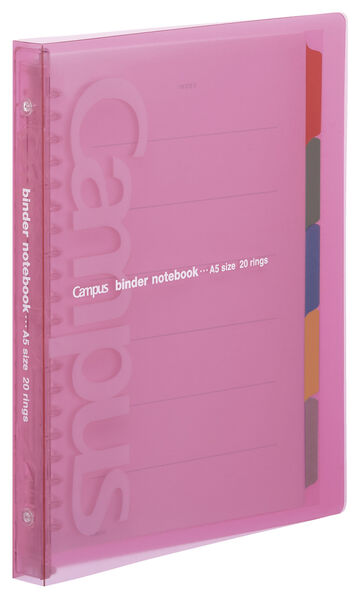 Campus Slide Slim PP Cover 20 Hole Binder notebook A5 Pink,Pink, small image number 0