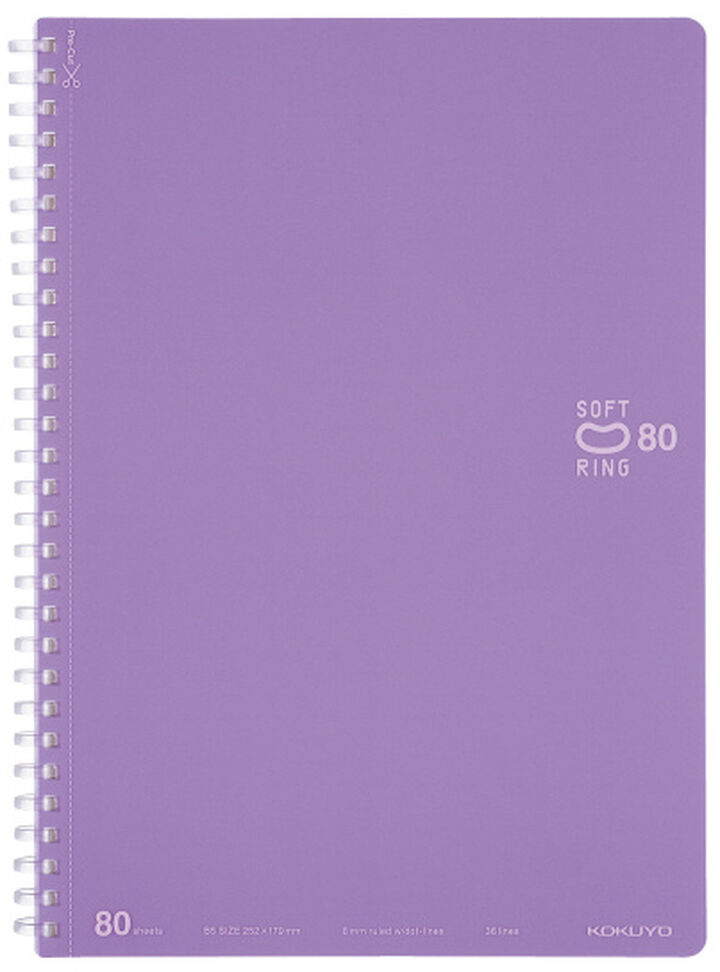 Soft Ring notebook Colorful B5 80 Sheets Purple,Purple, medium