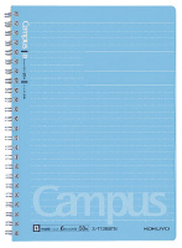 Campus Twin Ring Notebook A5 6mm dot rule 50 Sheets Light Blue,Blue, small image number 0
