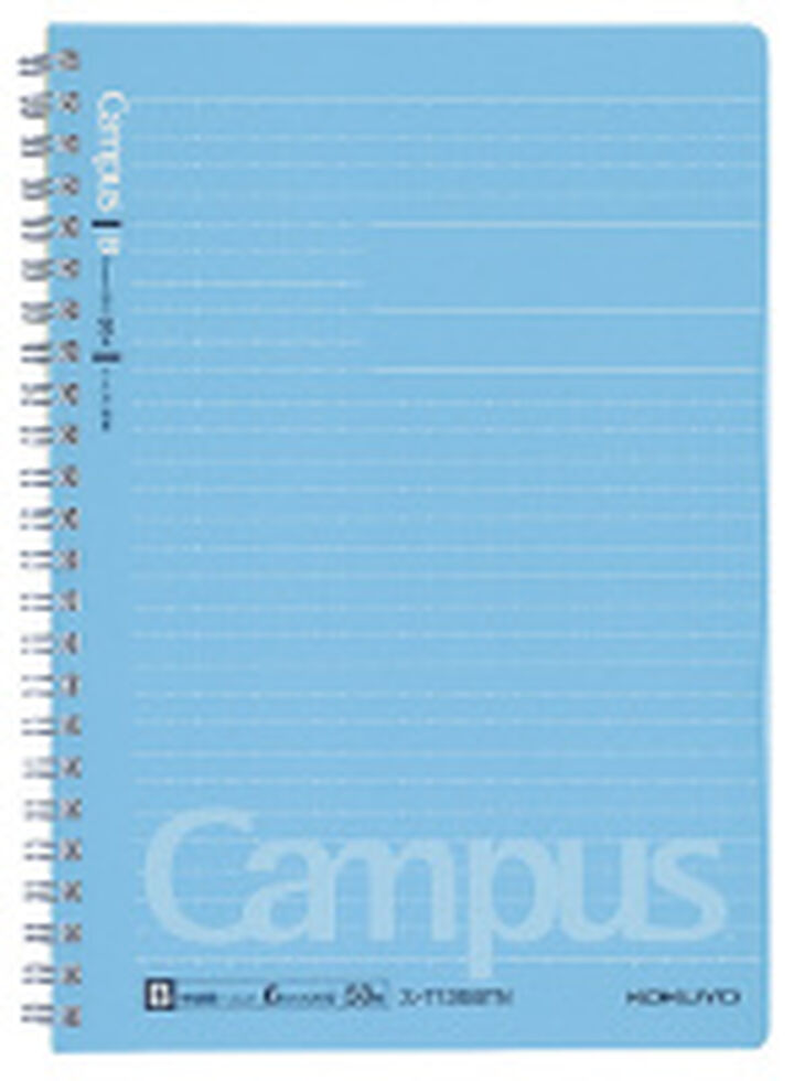 Campus Twin Ring Notebook A5 6mm dot rule 50 Sheets Light Blue,Blue, medium image number 0