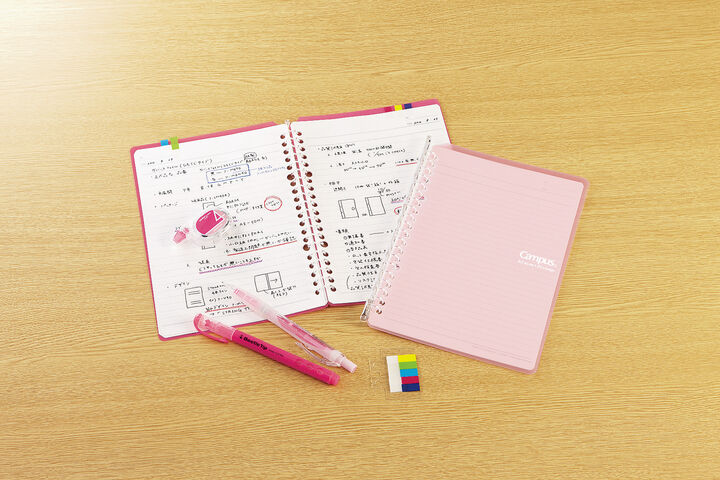 Campus Smart ring PP Cover 20 Hole Binder notebook A5 Light Pink,Light Pink, medium image number 6