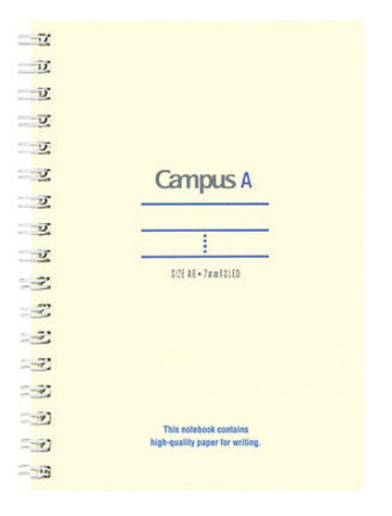 Campus Twin-ring notebook Mini size A6 Red 6mm rule 50 sheets,Light Yellow, small image number 0