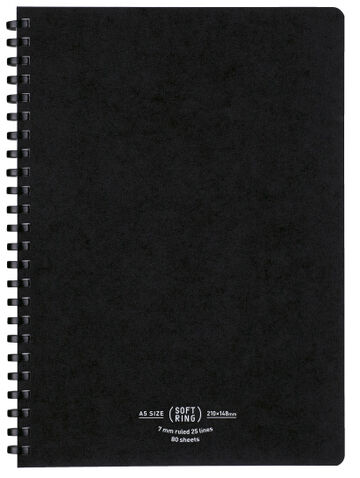 Soft Ring notebook Natural A5 80 Sheets Black,Black, small image number 0